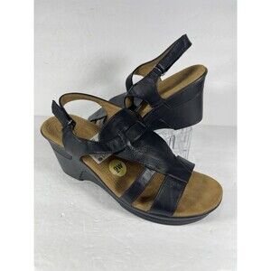 Natural Soul by Naturalizer Black Wedge Sandals Women’s Size 9W Wide Slingback